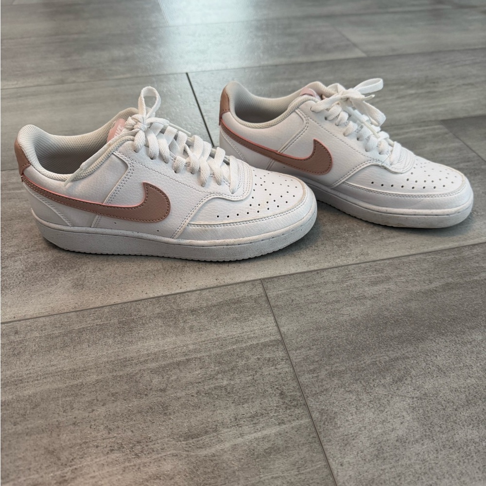 Nike Air Force White and Rose Sneakers